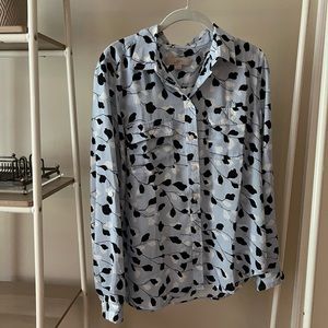 LOFT Front Pocket Button Front Blouse - Patterned